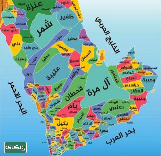 خريطة القبائل السعودية