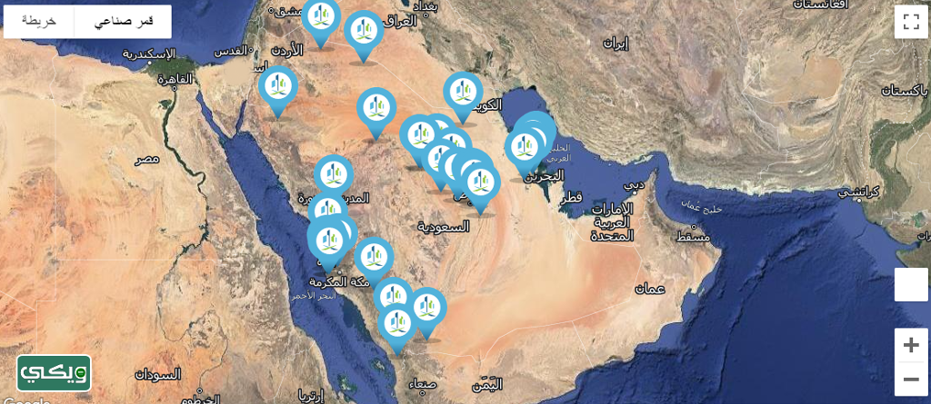 خريطة المدن الصناعية في المملكة العربية السعودية