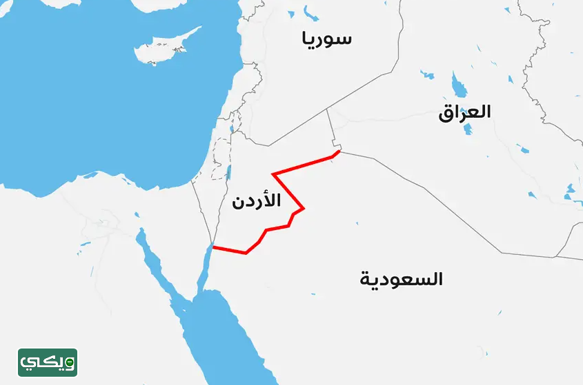 خريطة حدود السعودية مع الأردن