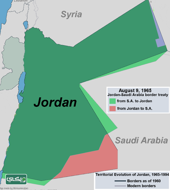 خريطة حدود السعودية مع الأردن