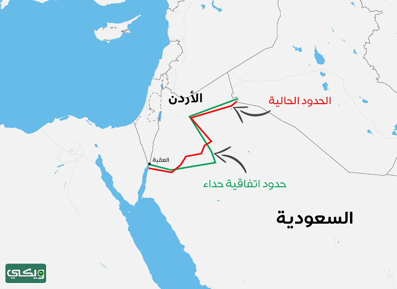 خريطة حدود السعودية مع الأردن