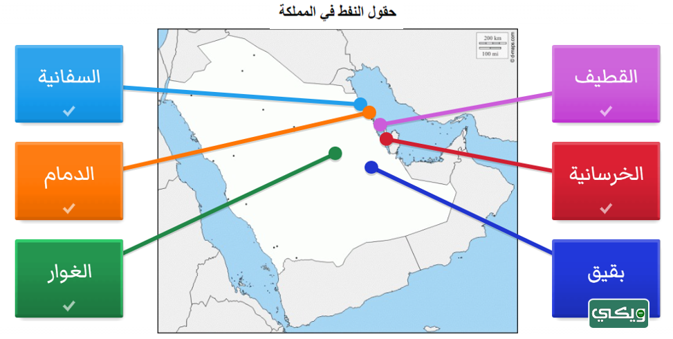 خريطة حقول النفط في السعودية