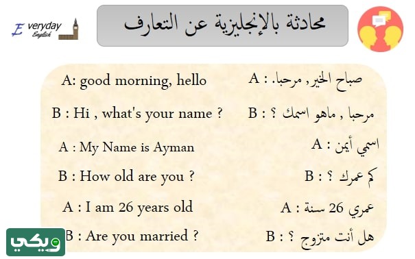 حوار بين شخصين بالانجليزي للتعارف