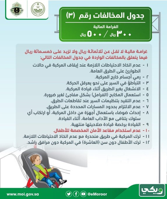 عدم استخادم مقاعد الأمان