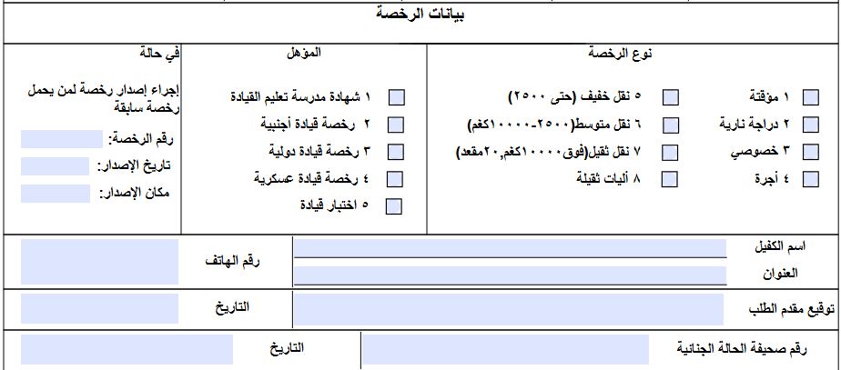 نموذج استخراج رخصة قيادة سعودية للمقيمين